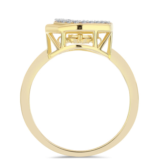Anel de Prata com Banho de Ouro com Diamante cor de Cognac e Topázio Branco Contraste: Cabeca de Veado (800)