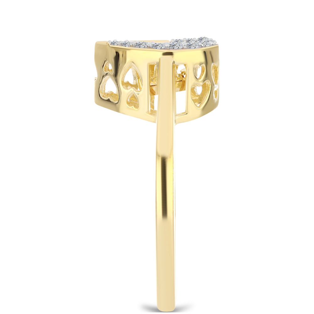 Anel de Prata com Banho de Ouro com Diamante cor de Cognac e Topázio Branco Contraste: Cabeca de Veado (800)