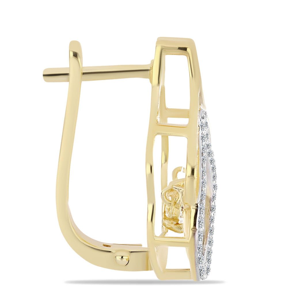 Brincos de Prata com Banho de Ouro com Diamante cor de Cognac e Topázio Branco Contraste: Cabeca de Veado (800)