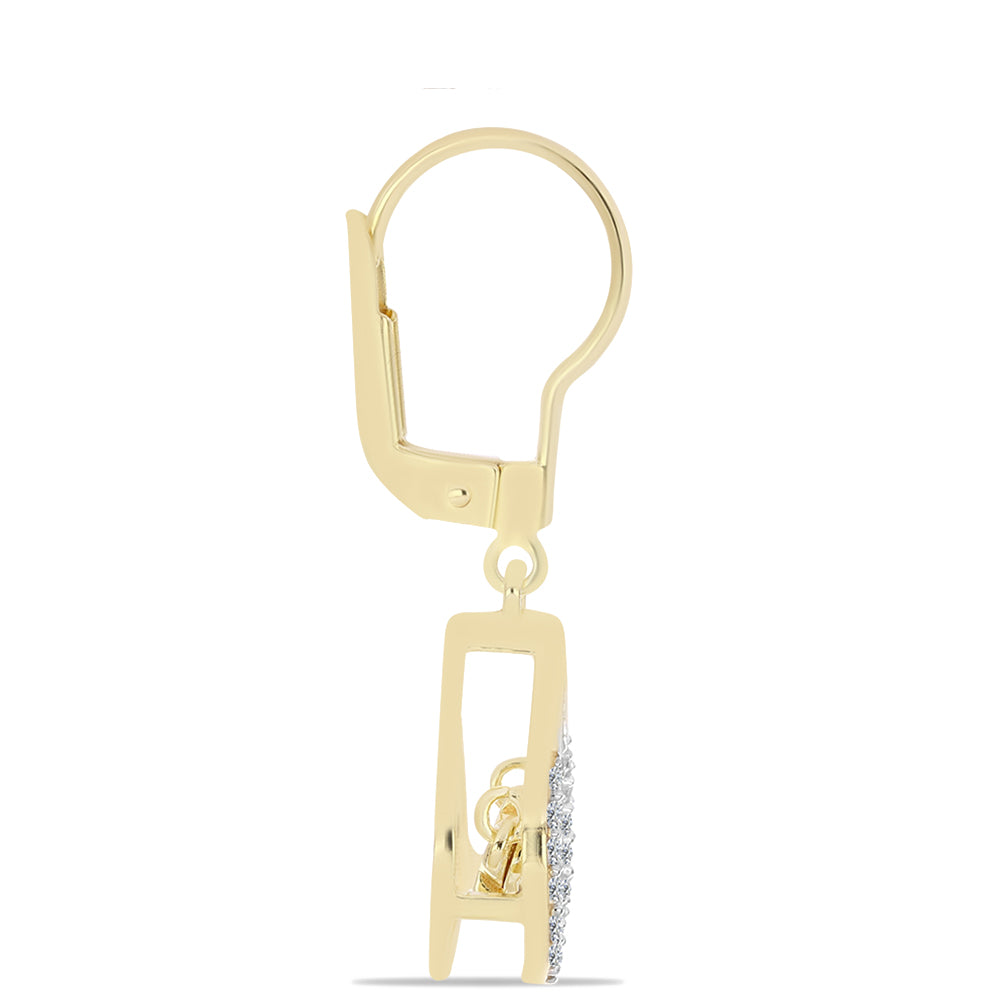 Brincos de Prata com Banho de Ouro com Diamante cor de Cognac e Topázio Branco