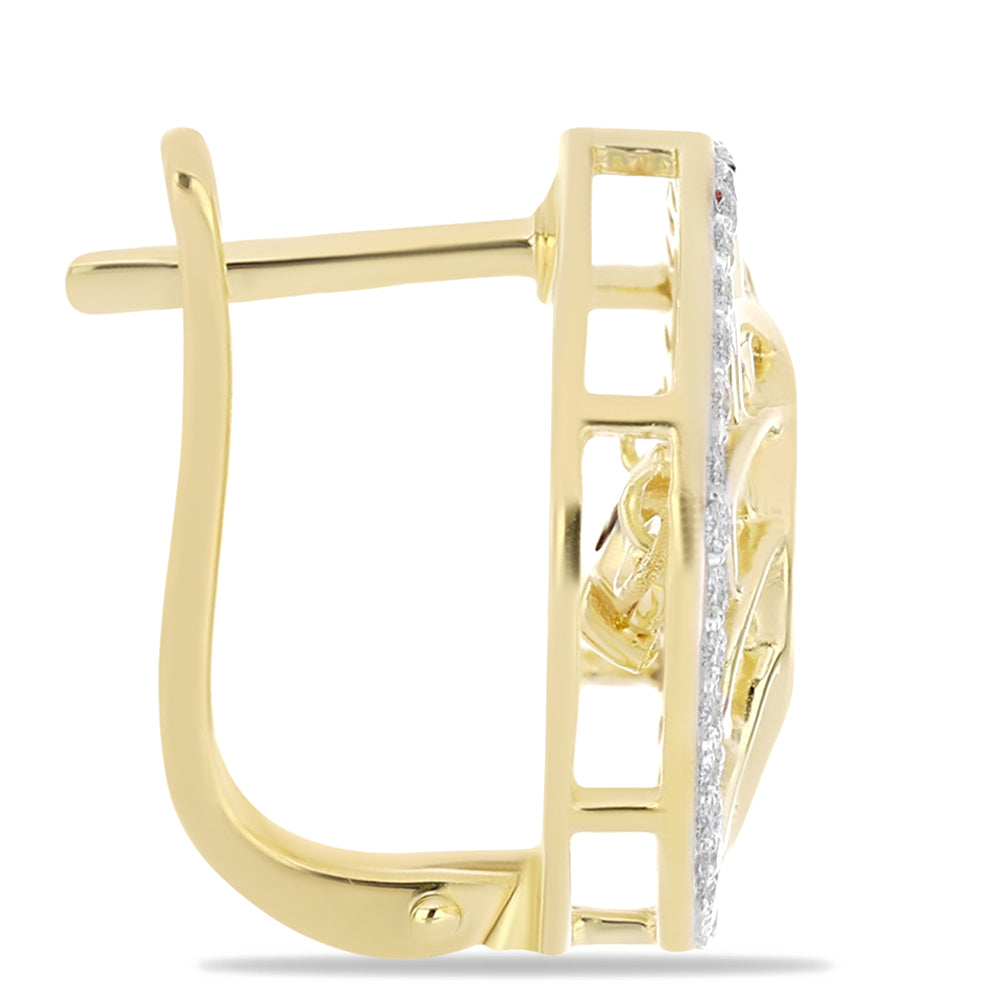 Brincos de Prata com Banho de Ouro com Diamante cor de Cognac e Topázio Branco