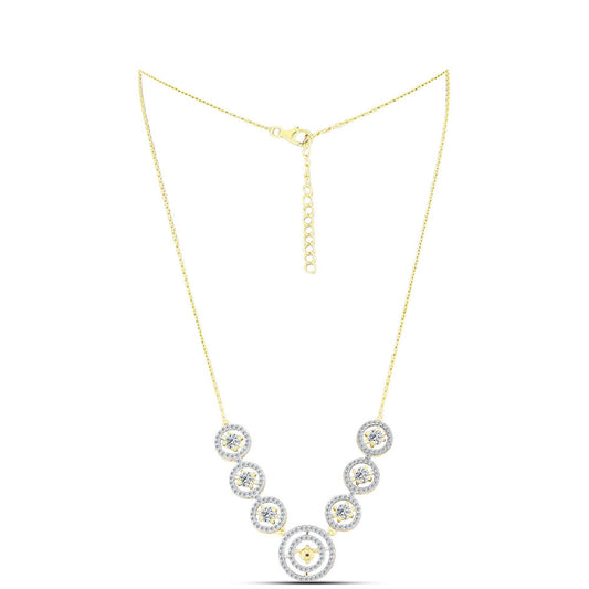 Colar de Prata com Banho de Ouro com Diamante cor de Cognac e Topázio Branco Contraste: Cabeca de Veado (800)