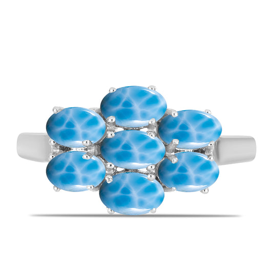 Anel de Prata com Larimar de Barahona