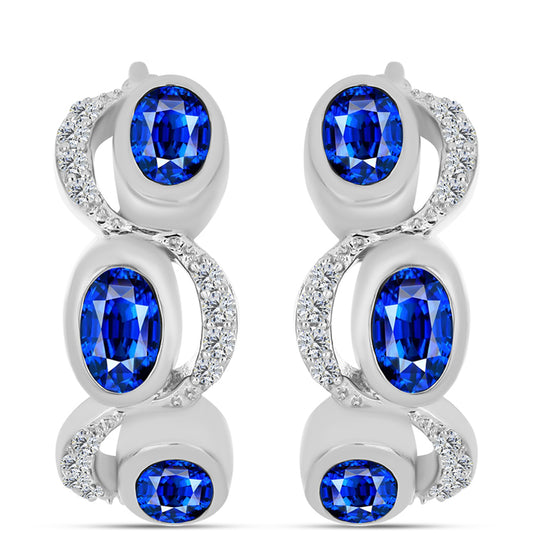 Brincos de Prata com Safira Azul Australiana e Topázio Branco