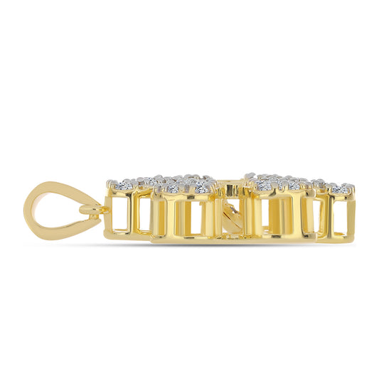 Pendente de Prata com Banho de Ouro com Diamante cor de Cognac e Topázio Branco Contraste: Cabeca de Veado (800)
