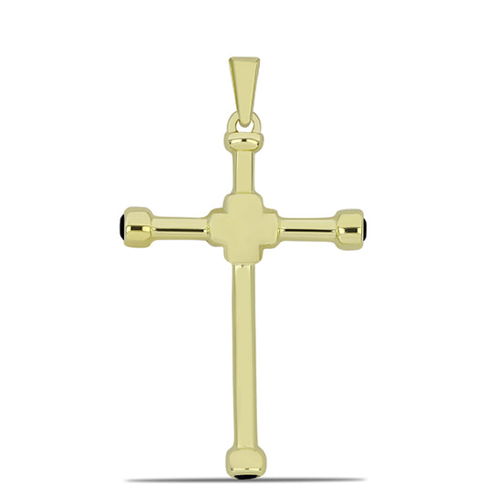 Pendente de Prata com Banho de Ouro com Ónix Preta