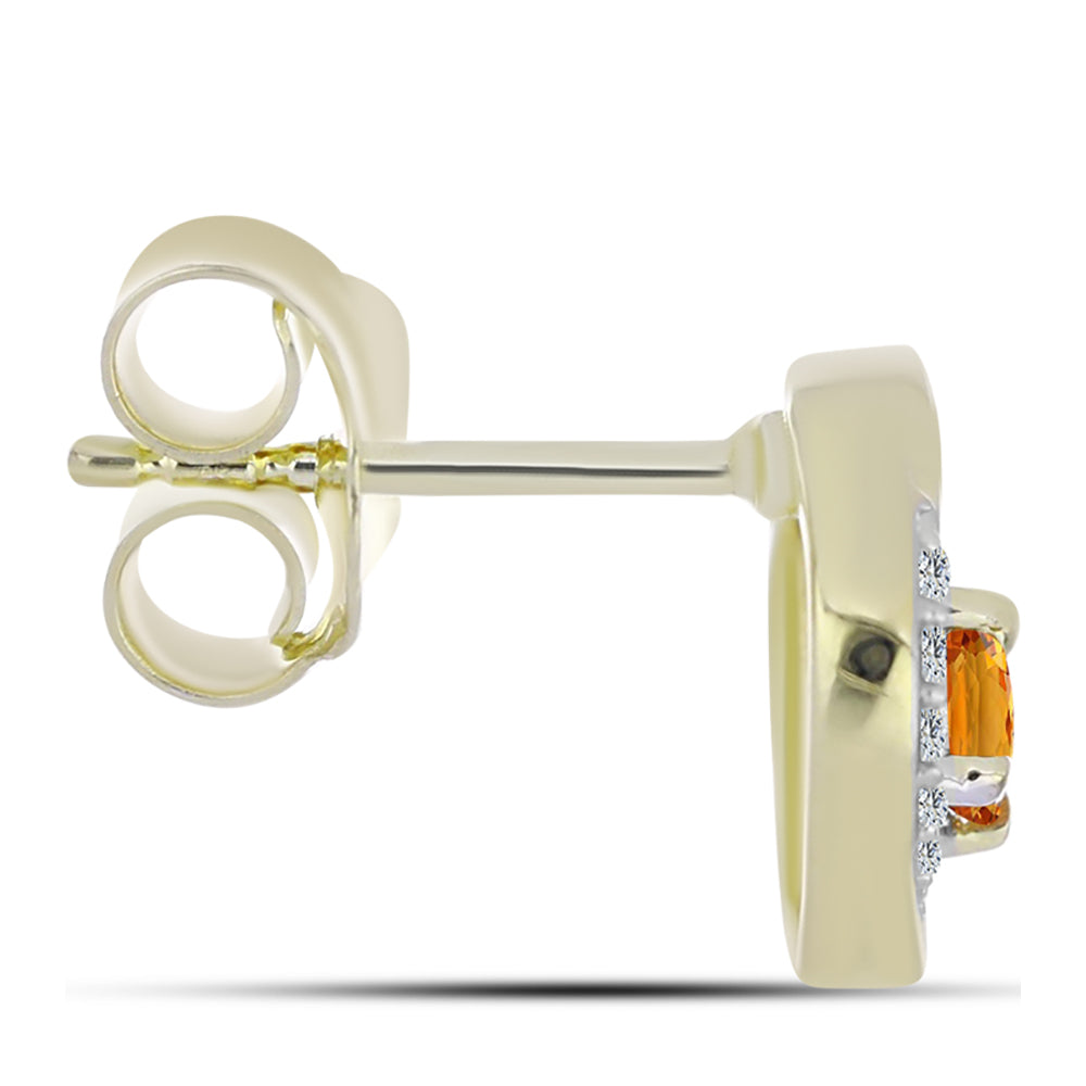 Brincos de Prata com Banho de Ouro com Safira Arco-íris e Topázio Branco