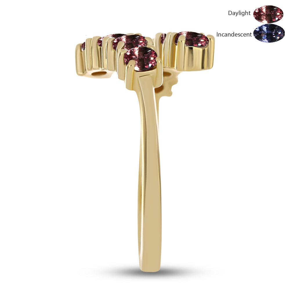 Anel de Prata com Banho de Ouro com Granada Furta-cor de Tsivory