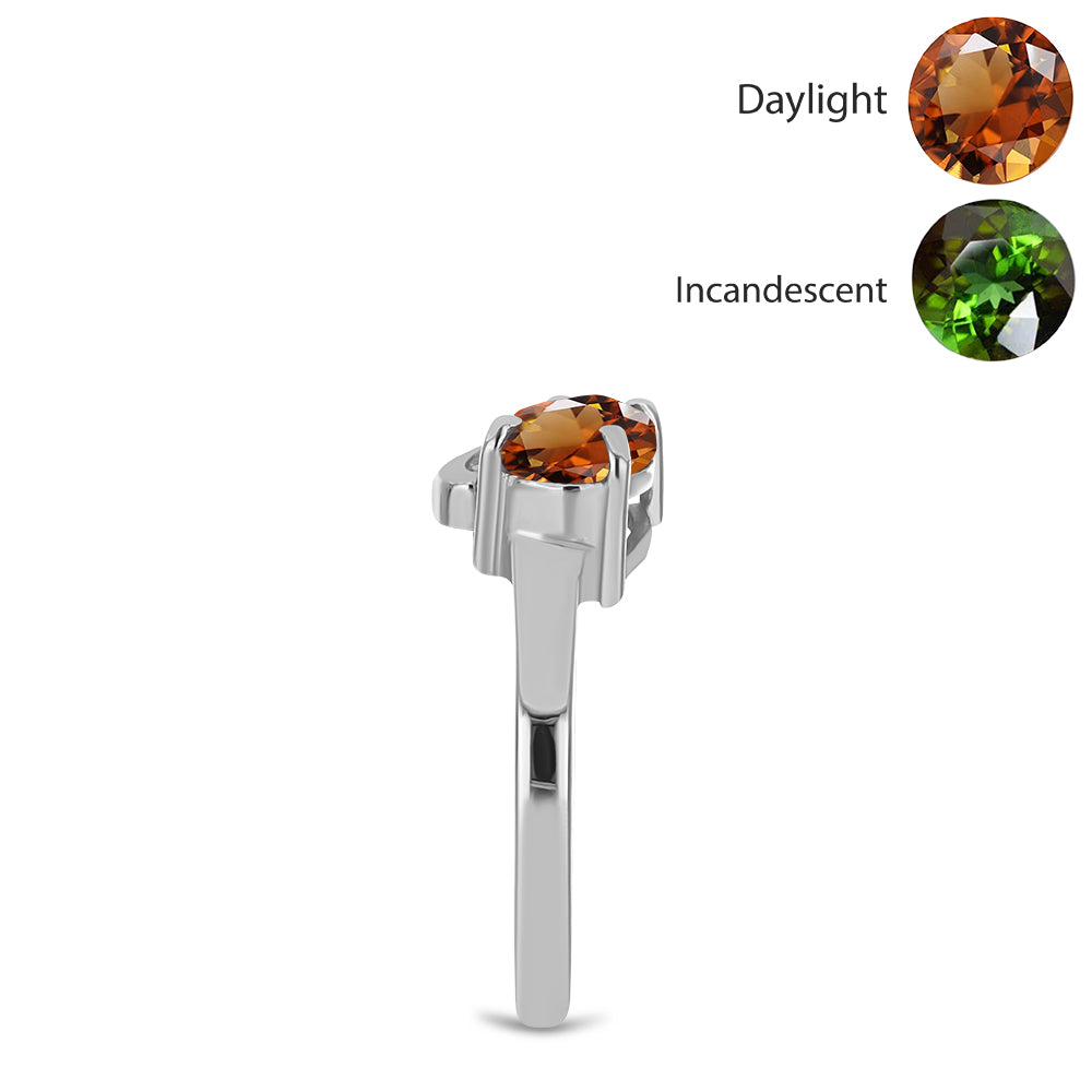 Anel de Prata com Zultanite da Anatólia certificado e cultivado em laboratório e Topázio Branco