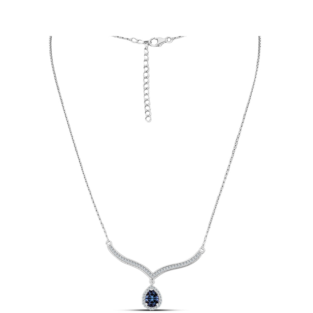 Colar de Prata com Moissanite "Púrpura Imperial" e Topázio Branco Contraste: Cabeca de Veado (800)