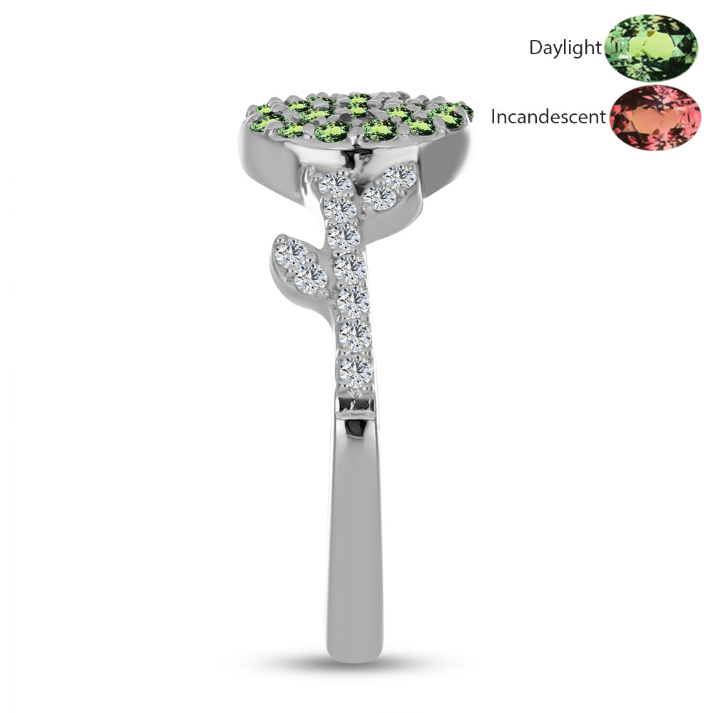 Anel de Prata com Alexandrita Natural e Topázio Branco