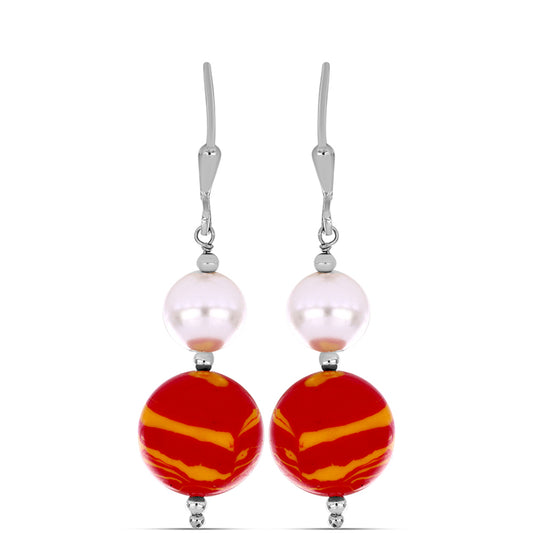 Brincos de Prata com Concha Pata de Leões e Pérola Branca de Água Doce