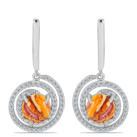 Brincos de Prata com Concha Pata de Leões e Topázio Branco