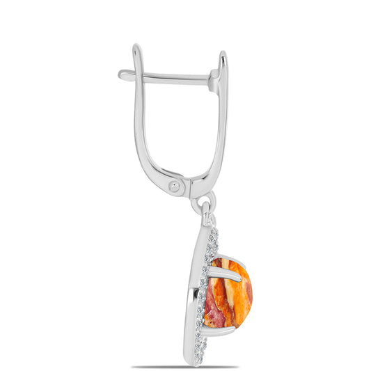 Brincos de Prata com Concha Pata de Leões e Topázio Branco