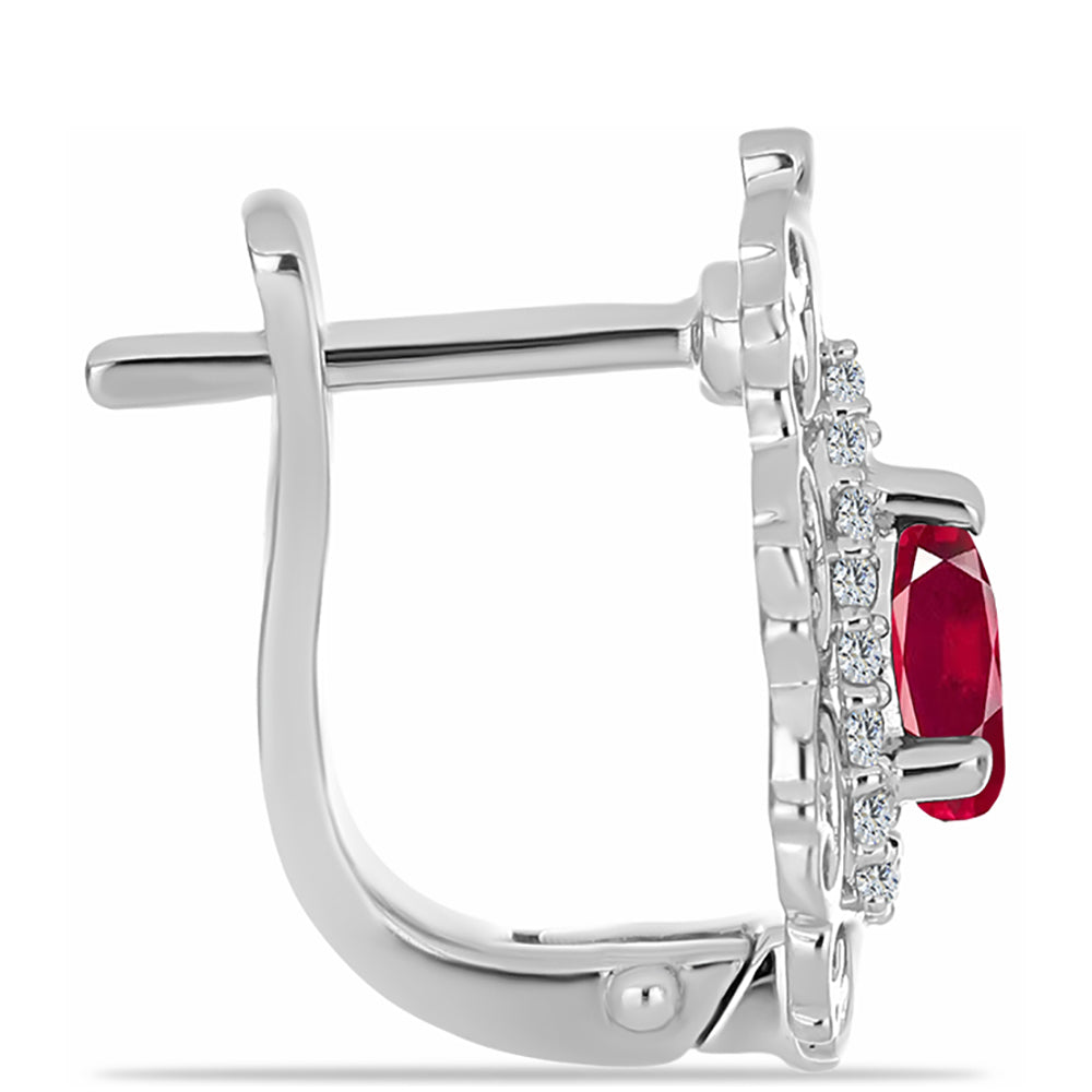 Brincos de Prata com Rubi de Madagáscar e Topázio Branco