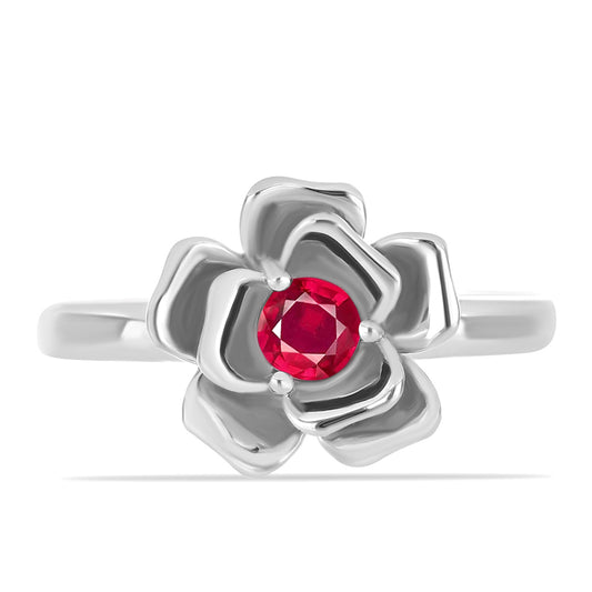 Anel de Prata com Rubi de Madagáscar Contraste: Cabeca de Veado (800)