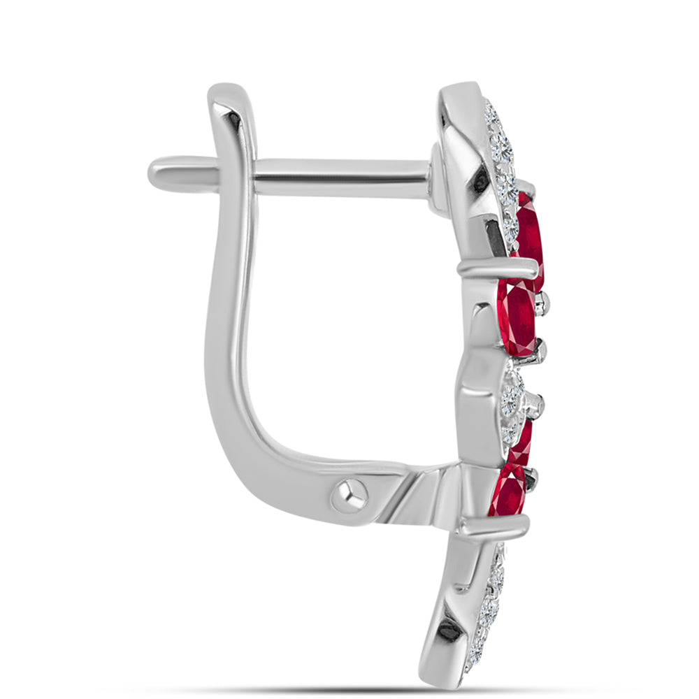 Brincos de Prata com Rubi de Madagáscar e Topázio Branco