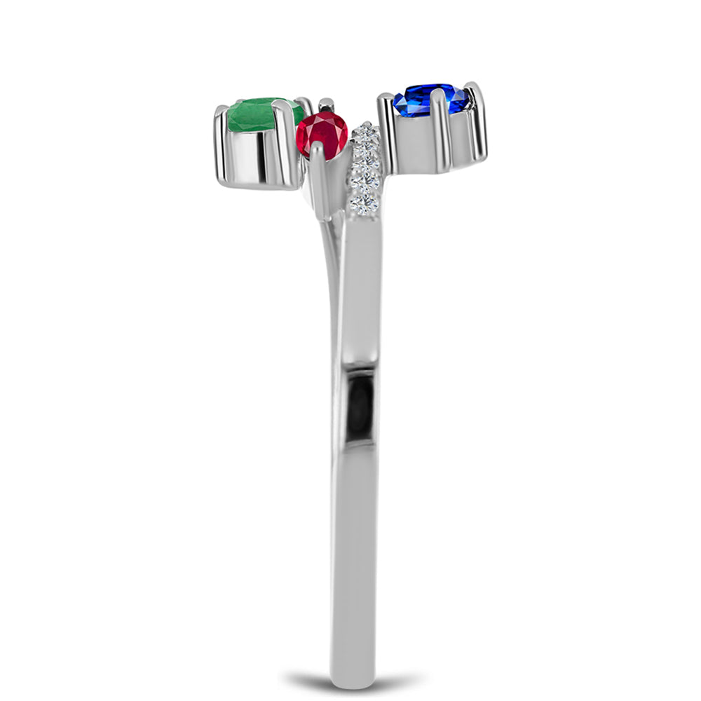 Conjunto de Prata com Rubi de Madagáscar e Esmeralda do Brasil ( Brincos+Anel ) Contraste: Cabeca de Veado (800)