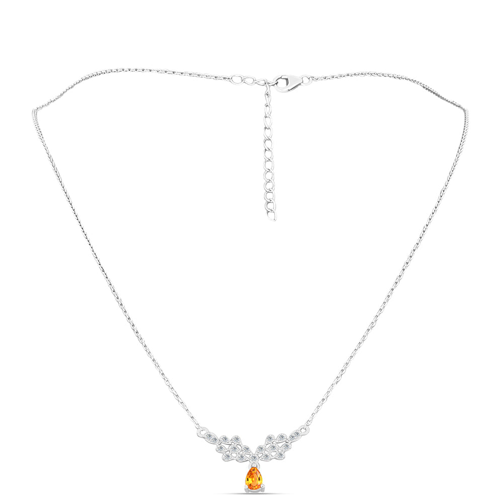 Colar de Prata com Safira Padparadscha e Topázio Branco Contraste: Cabeca de Veado (800)