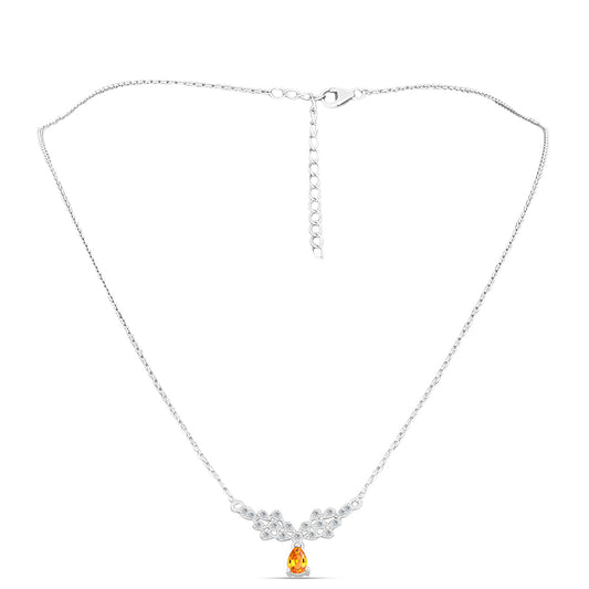 Colar de Prata com Safira Padparadscha e Topázio Branco Contraste: Cabeca de Veado (800)