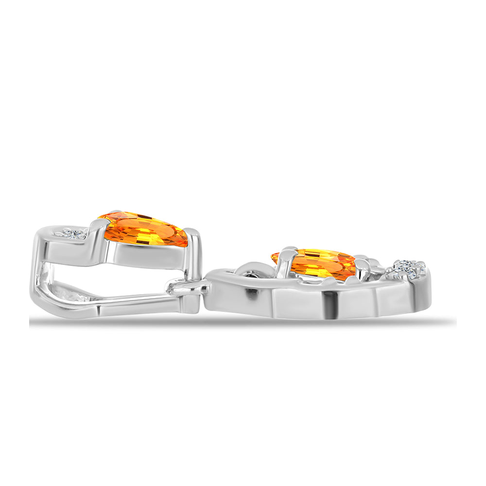 Pendente de Prata com Safira Padparadscha e Topázio Branco