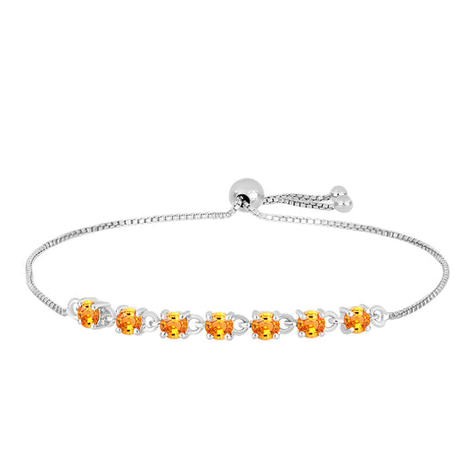Pulseira de Prata com Safira Padparadscha Contraste: Cabeca de Veado (800)
