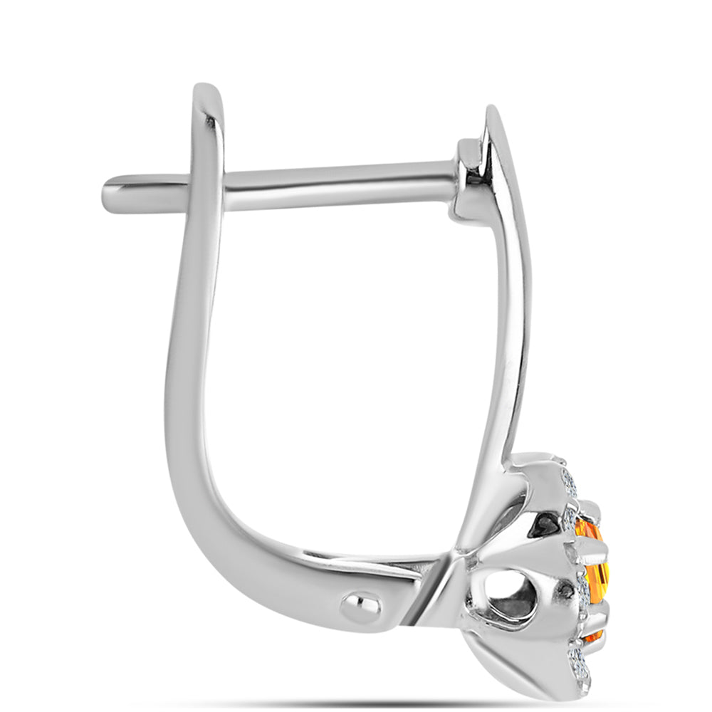 Brincos de Prata com Safira Padparadscha e Topázio Branco