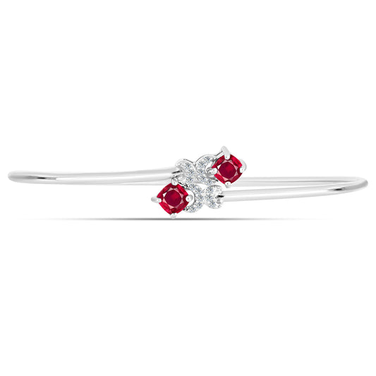 Pulseira de Prata com Rubi de Madagáscar e Topázio Branco Contraste: Cabeca de Veado (800)