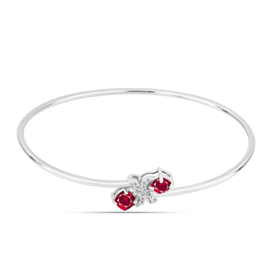 Pulseira de Prata com Rubi de Madagáscar e Topázio Branco Contraste: Cabeca de Veado (800)