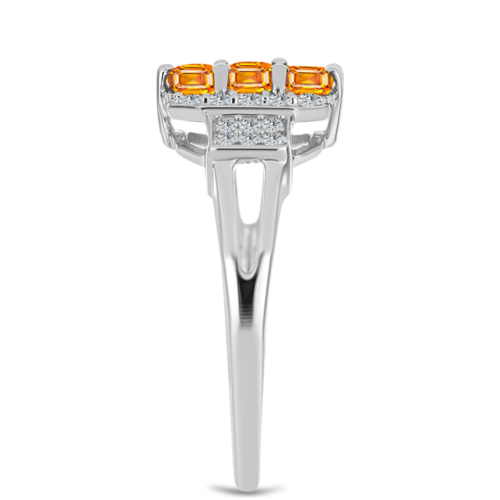 Anel de Prata com Safira Padparadscha e Topázio Branco