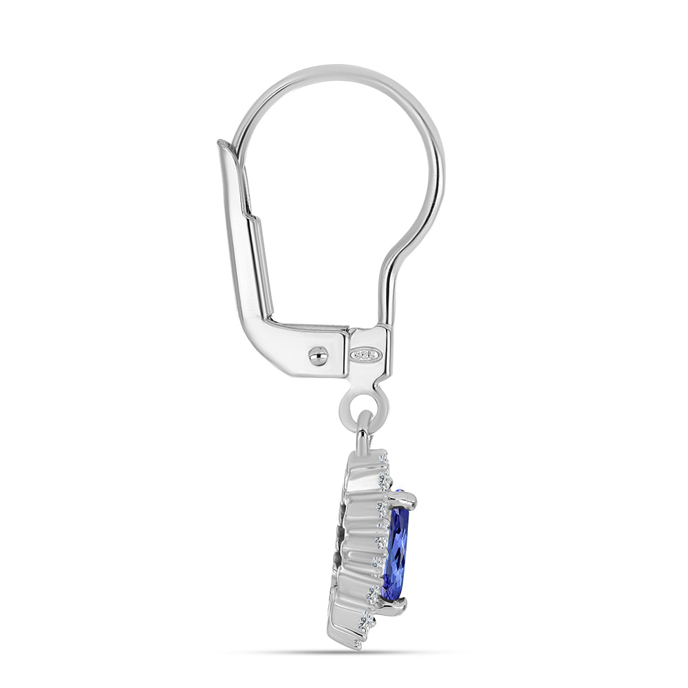 Brincos de Prata com Tanzanite AA e Topázio Branco