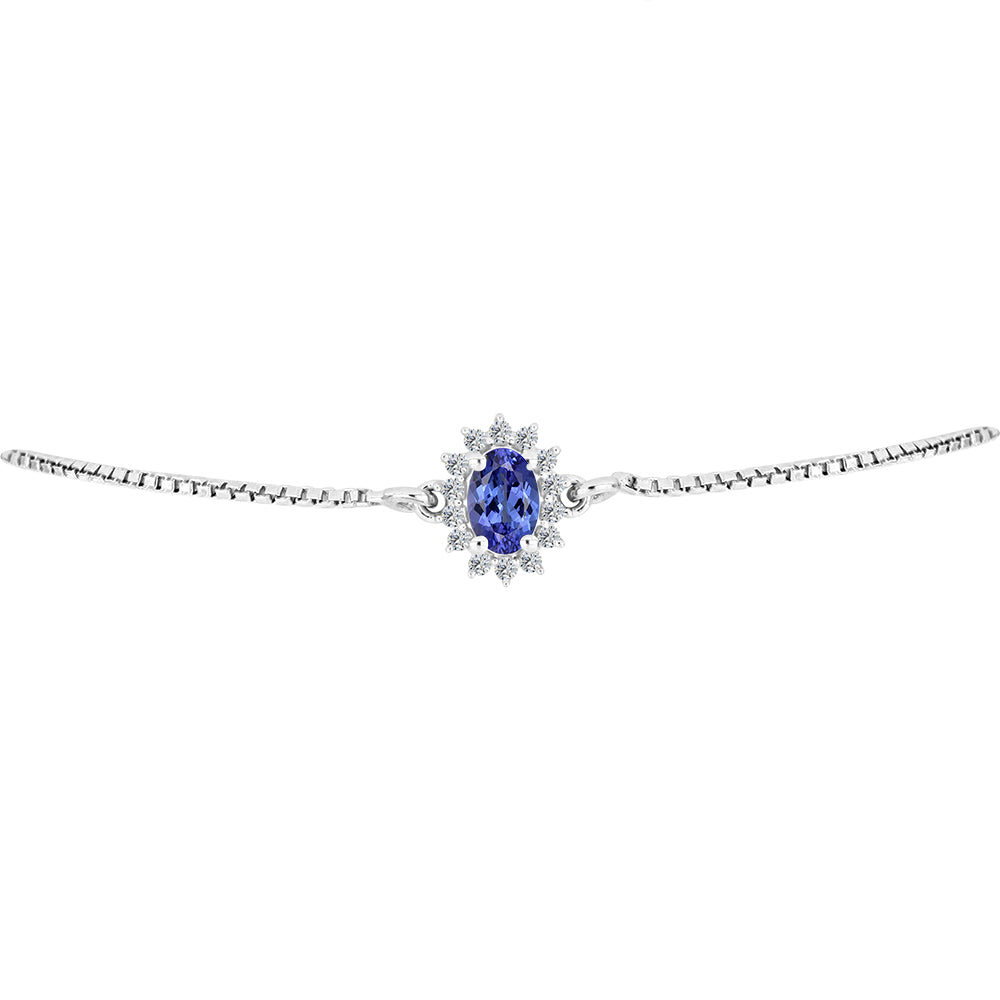 Pulseira de Prata com Tanzanite AA e Topázio Branco