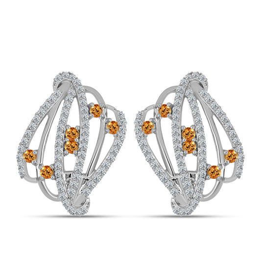 Brincos de Prata com Topázio Imperial Amarelo e Topázio Branco