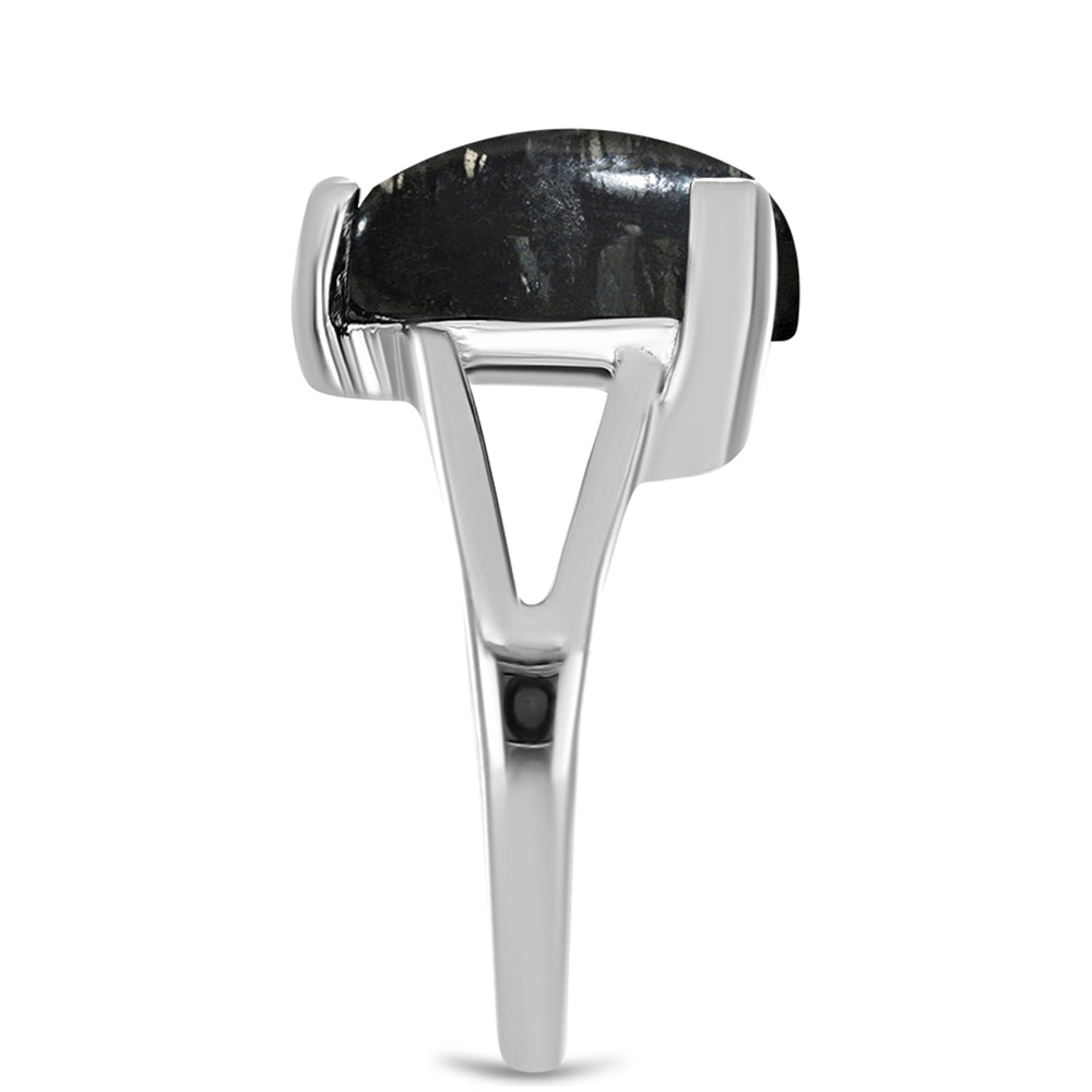 Anel de Prata com Jaspe Picasso Contraste: Cabeca de Veado (800)