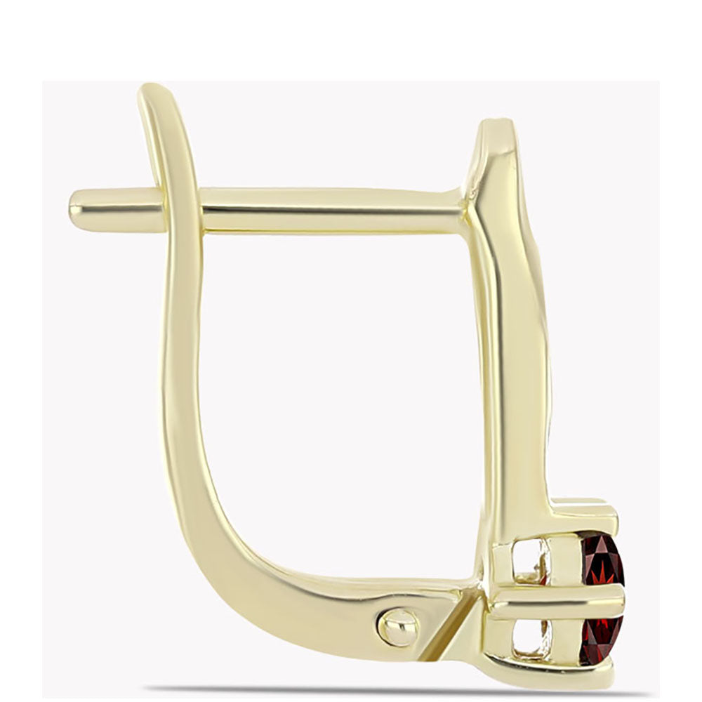 Brincos de Prata com Banho de Ouro com Granada de Barton