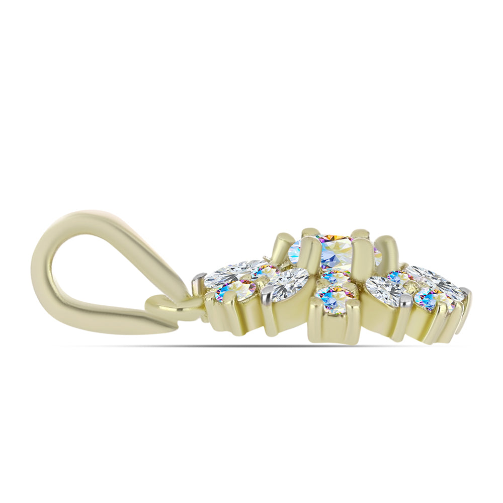 Pendente de Prata com Banho de Ouro com Moissanite efeito gelo e Zircão Branco