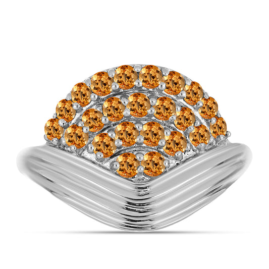 Anel de Prata com Topázio Imperial Amarelo Contraste: Cabeca de Veado (800)