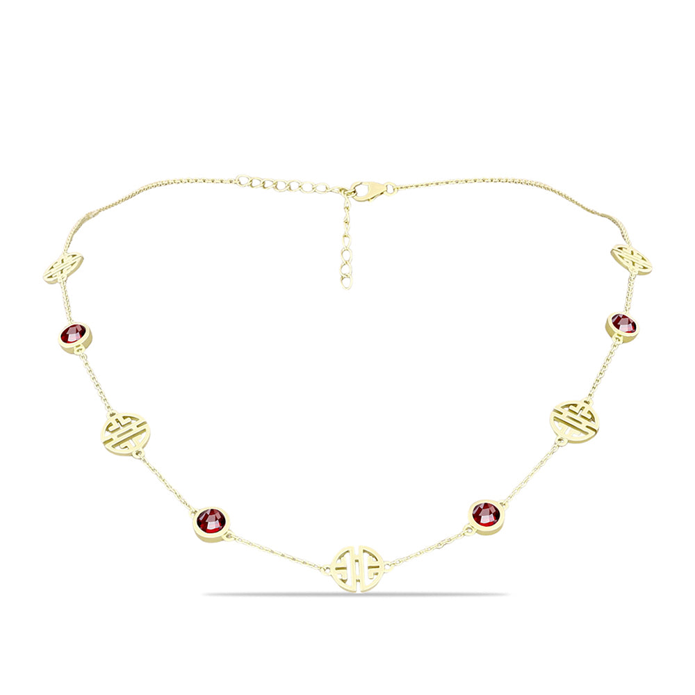 Colar de Prata com Banho de Ouro com Granada de Barton Contraste: Cabeca de Veado (800)