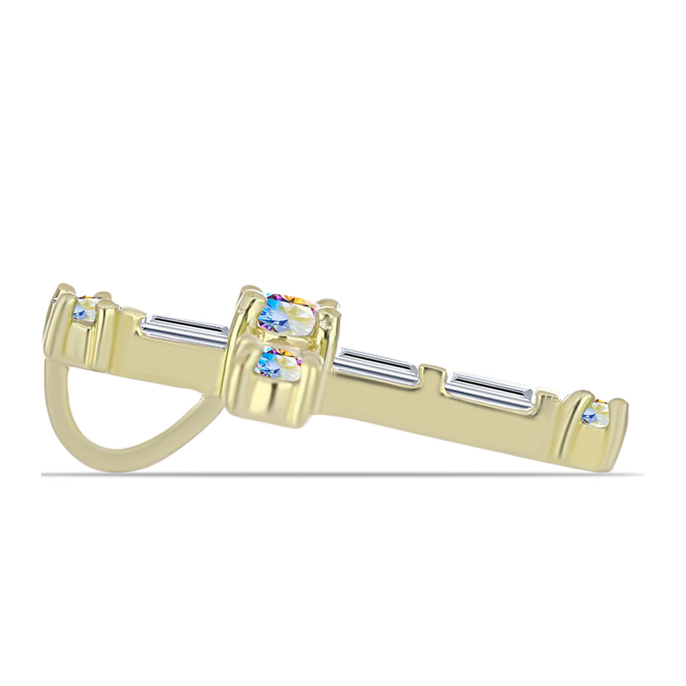 Cruz Pendente de Prata com Banho de Ouro com Moissanite efeito gelo e Zircão Branco