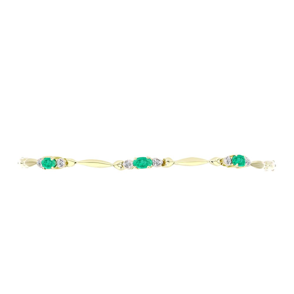 Pulseira de Prata com Banho de Ouro com Esmeralda da Colômbia e Diamante Branco Contraste: Cabeca de Veado (800)