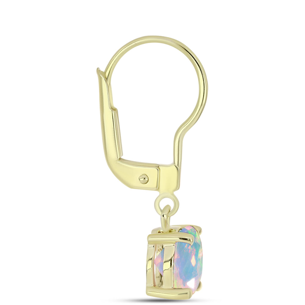 Conjunto de Prata com Banho de Ouro com Opala Vermelha da Etiópia de Lega Dembi e Opala Preta de Lega Dembi da Etiópia ( Brincos ) Contraste: Cabeca de Veado (800)