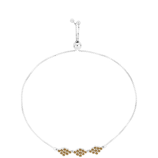 Pulseira de Prata com Moissanite Champagne Contraste: Cabeca de Veado (800)