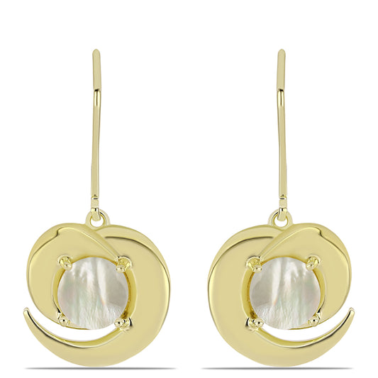 Brincos de Prata com Banho de Ouro com Mãe de Pérola