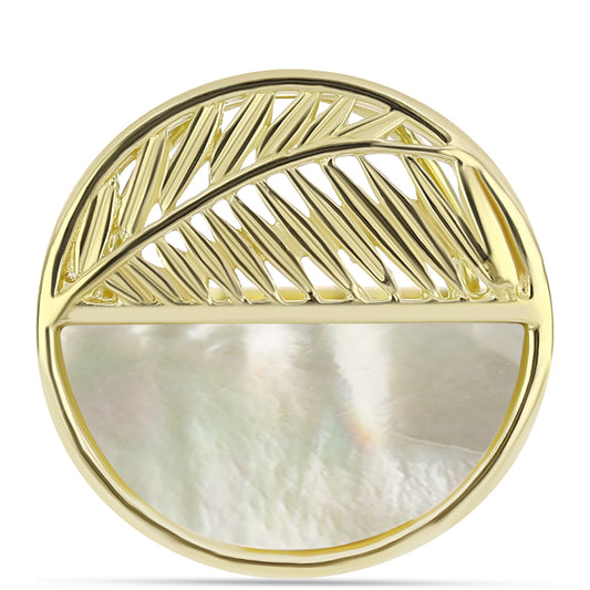 Anel de Prata com Banho de Ouro com Mãe de Pérola Contraste: Cabeca de Veado (800)