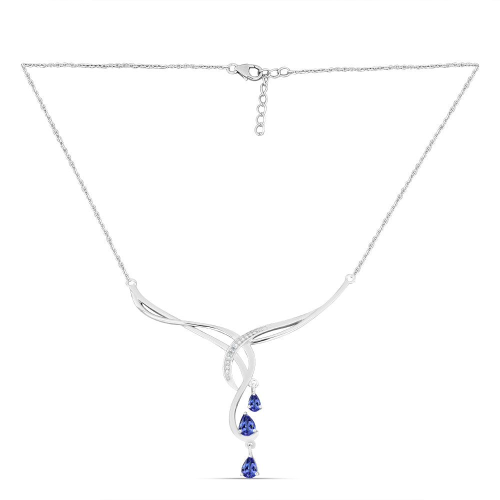 Colar de Prata com Tanzanite AAA Contraste: Cabeca de Veado (800)