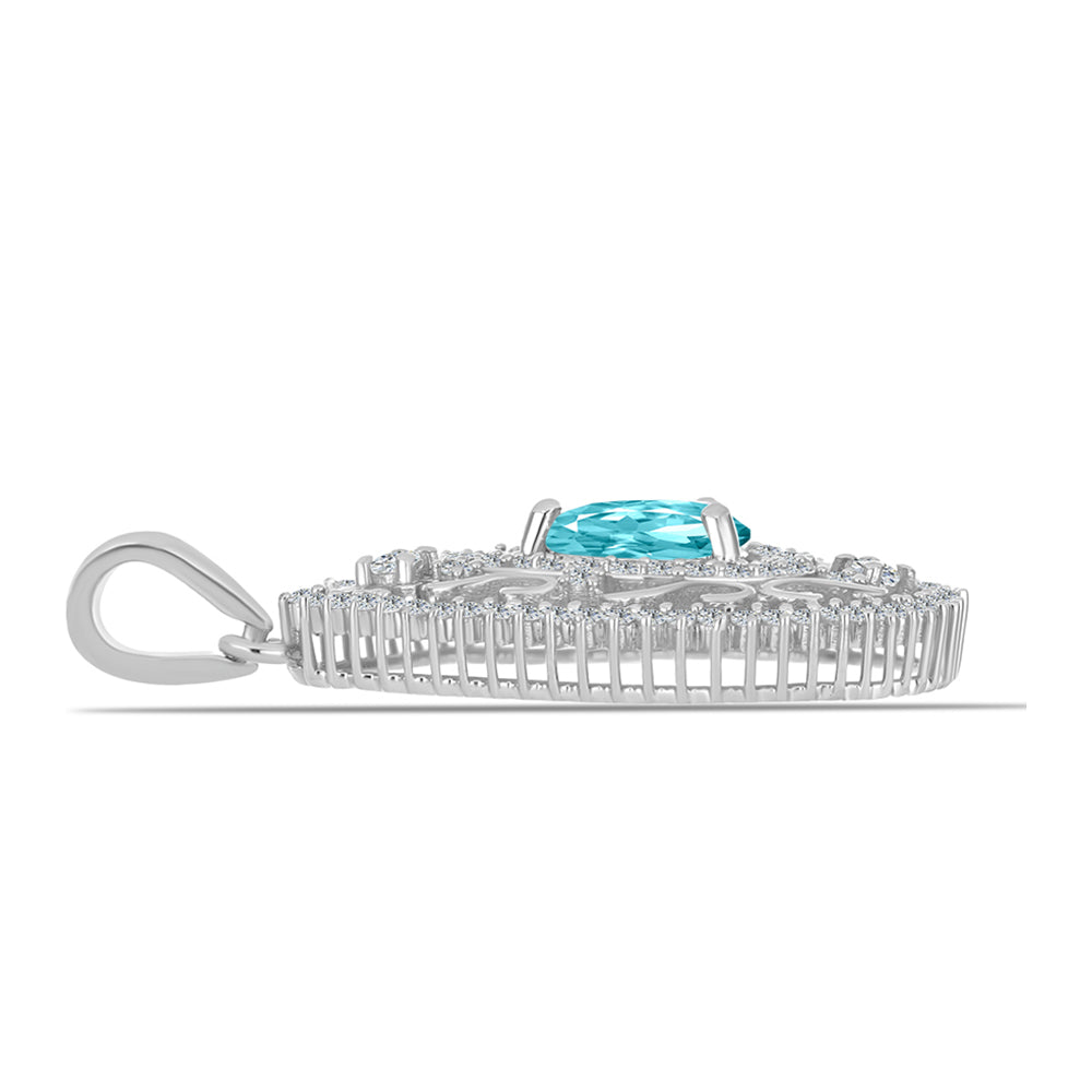 Pendente de Prata com Quartzo de Paraíba e Topázio Branco