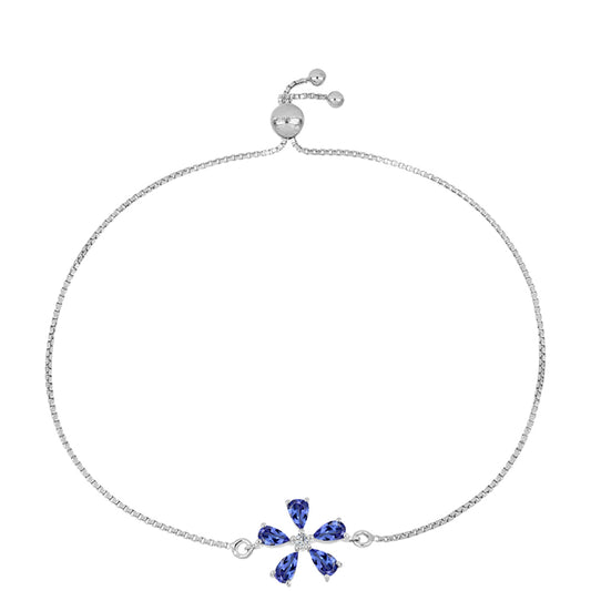 Pulseira de Prata com Tanzanite AAA e Topázio Branco