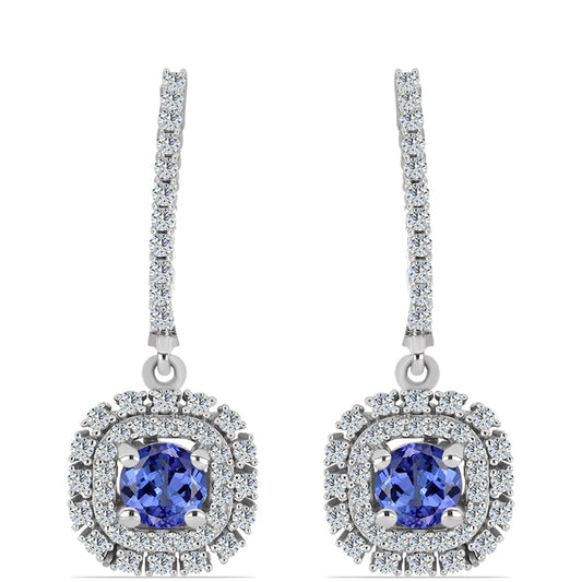 Brincos de Prata com Tanzanite AAA e Topázio Branco