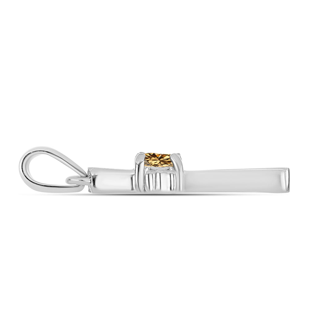 Cruz Pendente de Prata com Moissanite Champagne