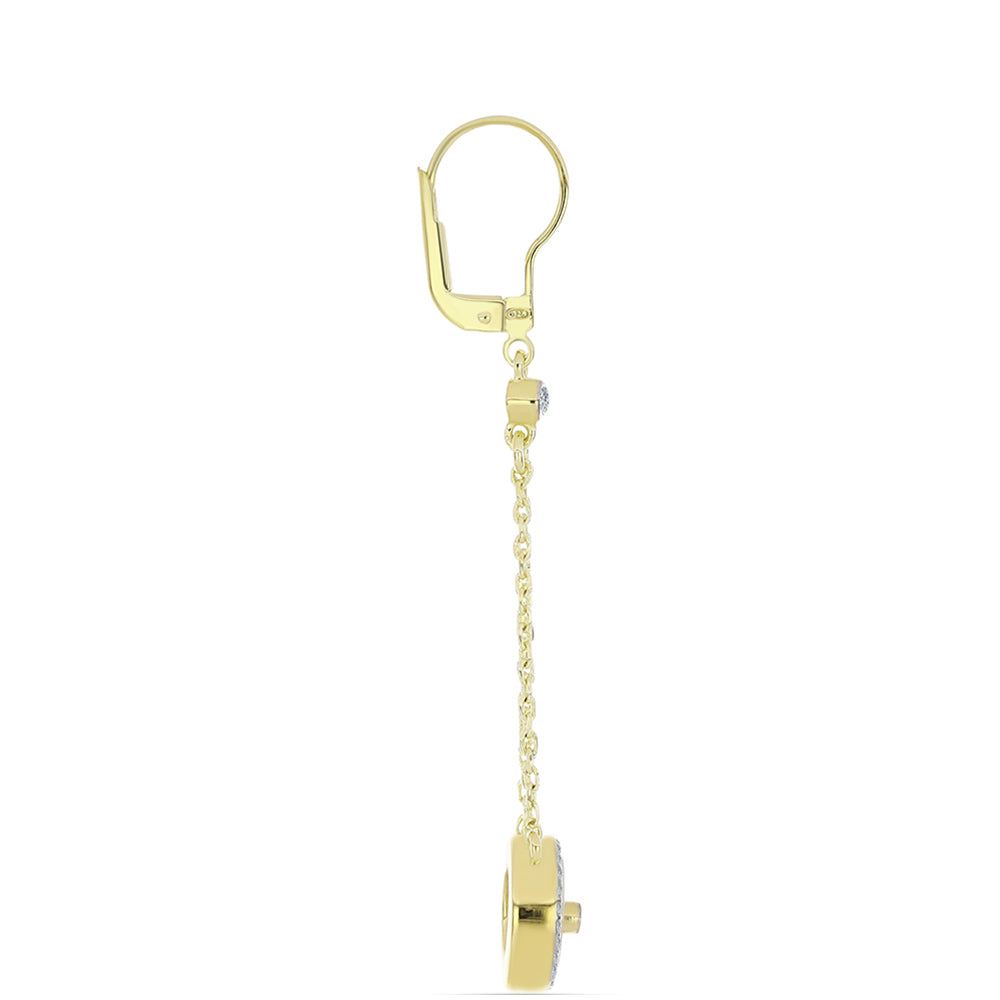 Brincos de Prata com Banho de Ouro com Mãe de Pérola e Topázio Branco